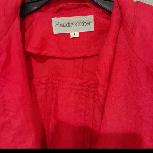 Claudia Strater - Long Red Button Up Trench Coat, Size 8 - Picture 6 of 6
